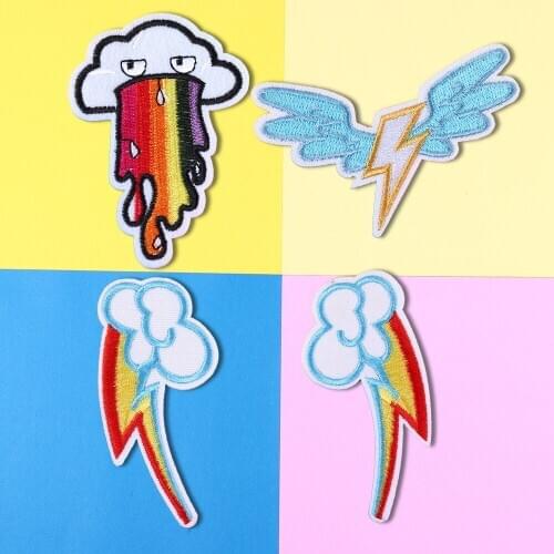 Cartoon Colorful auspicious clouds Patches Lightning wings Patch Iron Patches Clothing Child clothes sunlight Badge Stickers