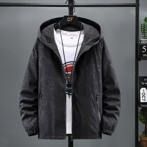 2021 New Autumn Jacket Men Hooded Streetwear Non-removable Hood Mens Windbreaker Jackets Fashion Outwear Male 7XL