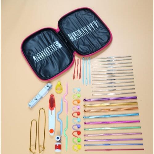 49 Pack Crochet Hooks Set Ergonomic Knitting Needle Knitting Yarn Kits with Storage Case and Crochet Needle Accessories