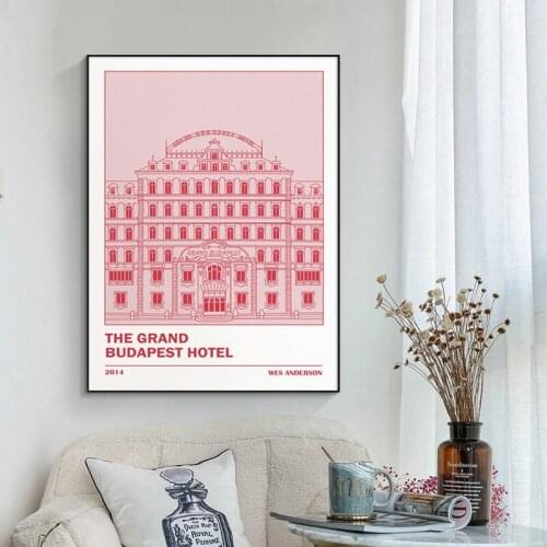 The Grand Budapest Hotel Wall Art Pink Vintage Retro Minimalist Poster Camel Canvas Painting Wall Picture Living Room Decoration