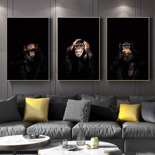 Funny Art Animal Painting Gorilla Monkey Canvas Poster Wall Picture Home Decor Canvas Paintings Prints For Living Room Cuadros