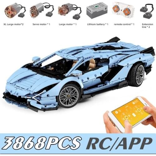 New Lamborghinies APP RC Remote Control Car Racing Model Motor Technical Building Blocks Bricks Kids Toy Christmas Gifts Toys