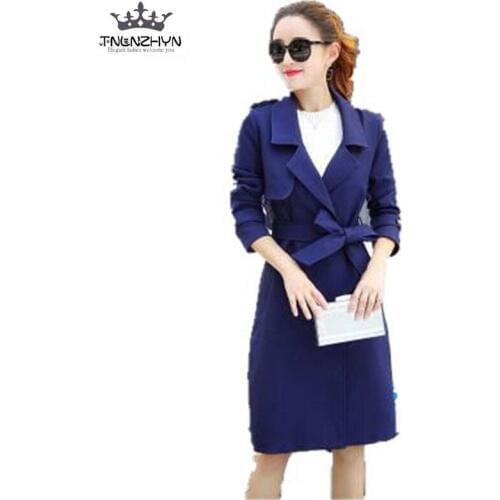 2019 Spring Autumn Women New Trench Coat OL Women Windbreaker Coat Medium Long Slim Coats Fashion Cotton Thin Outerwear SK85