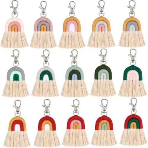 2020 New Weaving Rainbow Keychains Cute Women keychain Car Pendant Handmade Fashion Jewelry Bag Key Chains Key Ring