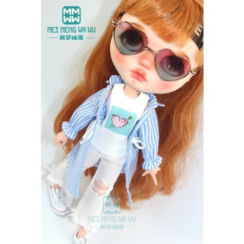 1pcs Blyth Doll Clothes fashion striped shirt, casual pants, sneakers for Blyth , Azone OB24 OB23 1/6 doll accessories