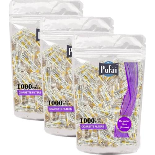 Pufai Disposable Cigarette Filter Regular Type Compatible 8 mm 3000 Pieces 3 Packs