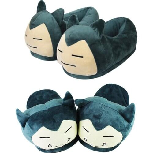 28cm Snorlax Stuffed Slippers Anime Indoor Plush Winter Warm Shoes at Home for Adults