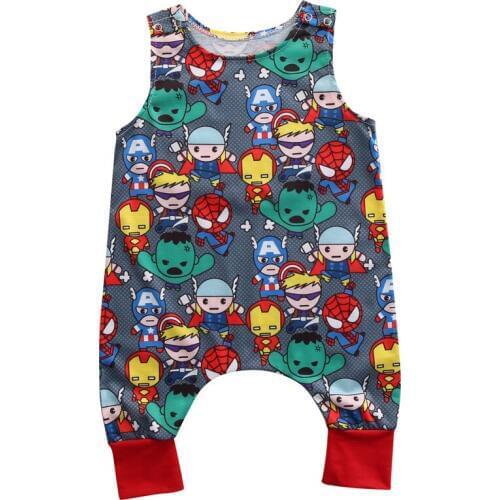 Pudcoco US Stock New Fashion Summer Newborn Baby Boy Clothes Sleeveless Romper Jumpsuit Heros Pattern Clothes Outfits