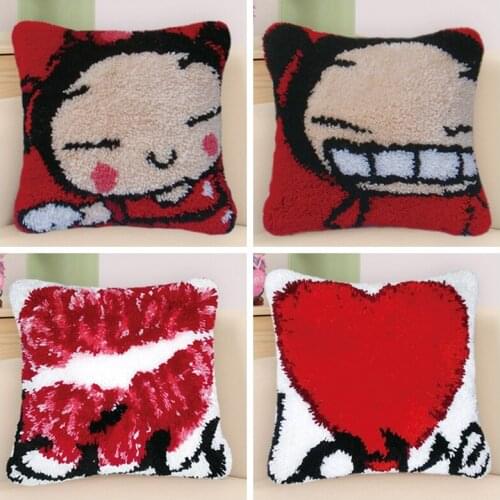 Pulaqi Red National Customs Latch Hook Kit Pillow Case Cartoon DIY Embroidery Foamiran for Needlework Wedding Gifts Cross Stitch