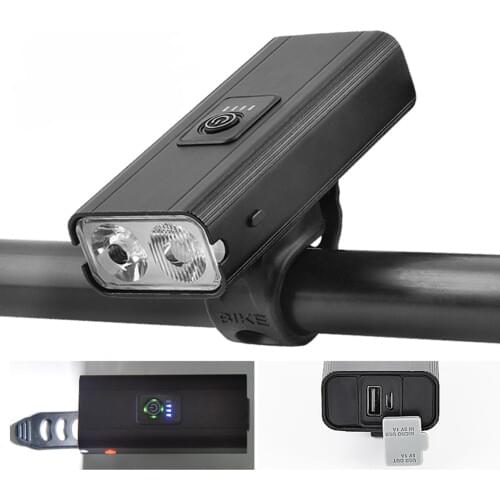 T6 LED Bicycle Light USB Rechargeable 2400mAh Bike Light IP45 Waterproof MTB Mountain Road Bike Front Lamp Flashlight Power Bank