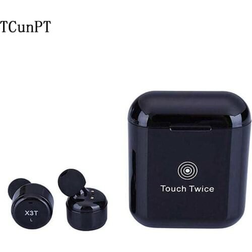 TCunPT New X3T Touch Control True Wireless Bluetooth Earbuds Earphone Mini Sport Earphones with Charging Case for Smart Phones