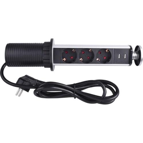 Depoguye EU Universal Power Kitchen Table Lifting Electrical Socket, Pop Socket ,2 Rechargeable USB Hidden Desktop Socket Power