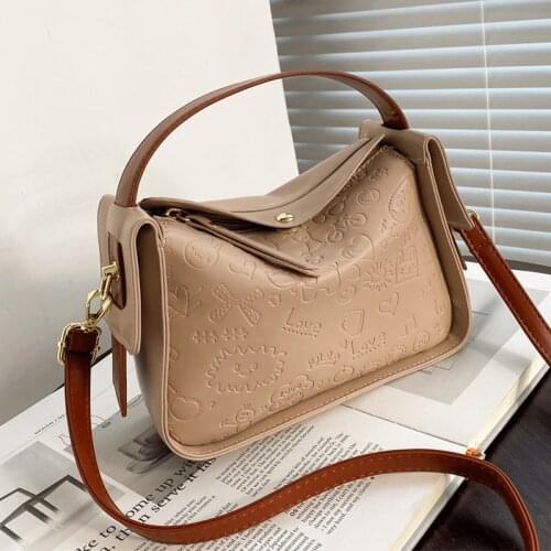 Vintage Square Handbags for Women Leather Shoulder Bags Designer Simple Cross Body Bags for Women Sac Female Messenger Bag Solid