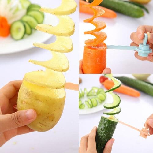 Magic Vegetable Curling Device Creative Lazy Spiral Cutting Cucumber Artifact Whirlwind Potato Slicer Kichen Accessories