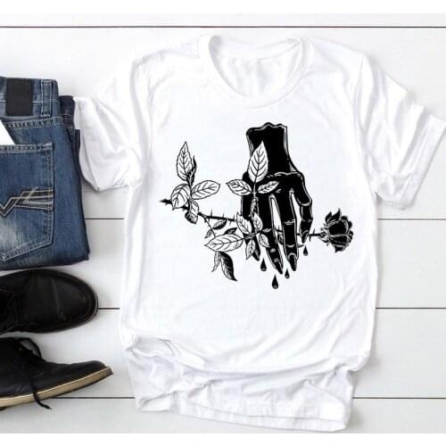Women Floral Flower Ladies Funny Cute Fashion Cartoon Summer Lady Print Tee Graphic T Top Female Tshirts Clothes T-Shirt