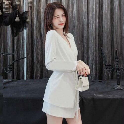 2piece set women new fashion temperament suit women long sleeve suit jacket + high waist irregular skirt pants women 2 piece set