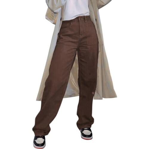 Female y2k Baggy Jeans Solid High Waist Trousers Close-Fitting Pants Straight-Leg Pants for Spring Women Streetwear Vintage