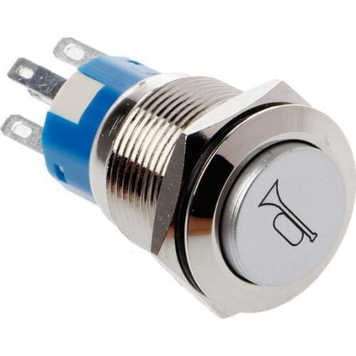 1PC 19mm LED Momentary Horn Button Metal Push Button Lighted Switch 12V