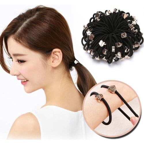 20PCS New Women Hair Ties Black Elastic Hair Rope Rubber Bands Girls Lovely Ponytail Holder Tie Hair Accessories