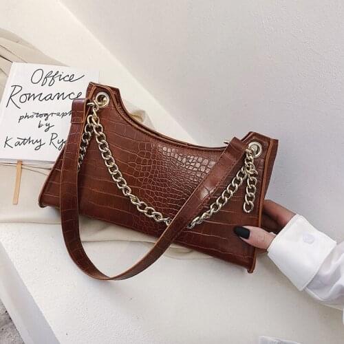 2021 Fashion Exquisite Shopping Bag Retro Casual Women Totes Shoulder Bags Female Leather Solid Color Chain Handbag for Women
