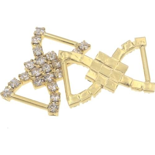 23x12mm Rhinestone Brass Buckles For Webbing Clip Ribbon Slider Bikini Connectors Klamerki ozdobne Metal Bag Buckles Accessories