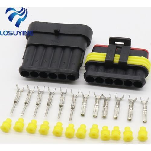 5 Sets NEW Car Part 6 Pin Way Sealed Waterproof Electrical Wire Auto Connector Plug Set Free Shipping