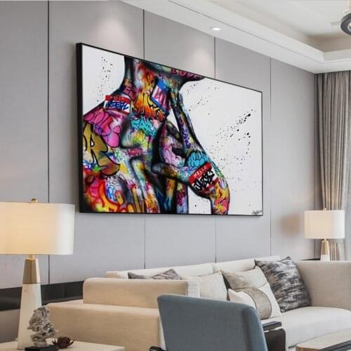 Abstract Sexy Neck Oil Paintings Graffiti Art Canvas Painting Decorative Poster and Prints Wall Art Picture For Home Bedroom