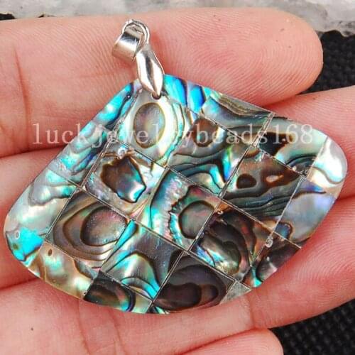 Free Shipping Women Fashion Jewelry 30x44mm New Zealand Blue Abalone Shell Sector Pendant Bead C3077