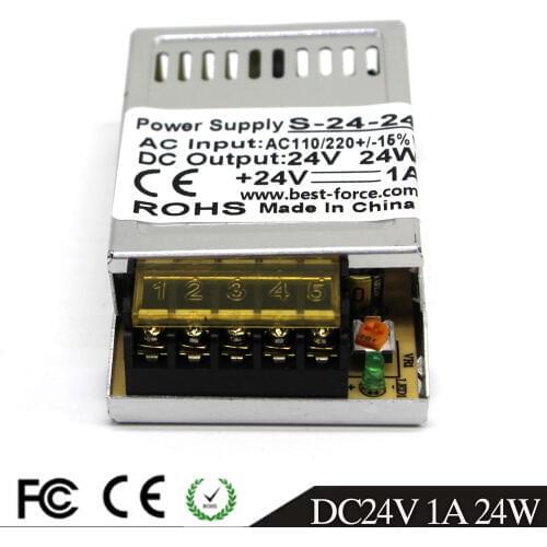 Mini Size DC Power Supply 24V 1A 24W Transformer AC100-240V To DC24V Power Adapter for Led Strip Lamp CNC CCTV Stepper Motor