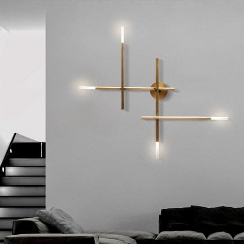 Designer minimalist light luxury wall lamp Nordic cross line living room bedroom study bathroom background wall lamp