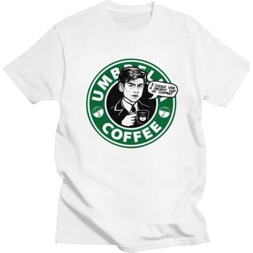 Umbrella Coffe T Shirt for Men Cotton Tshirt Urban Tee Tops Short Sleeve The Umbrella Academy T-shirts Loose Fit Apparel