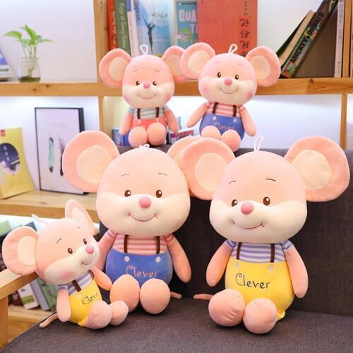 Hot 35cm-55cm Kawaii Clever Big Ear Mouse Plush Toys Lovely Dress Bib Pants Soft Stuffed Animal Dolls Baby Child Kids Xmas Gifts