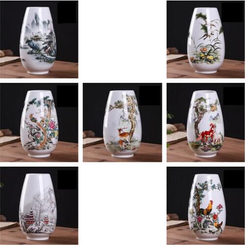 Ceramic Flower Vase Jingdezhen Vintage Flowerpot Chinese Traditional Animal Vase Tabletop Crafts Home Furnishing Articles Pots