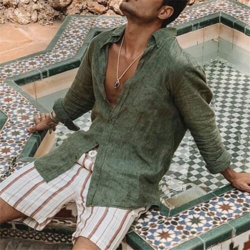 Halloween Cosplay Costumes Medieval New Loose Long-sleeved Button Streetwear Cotton Linen Shirt Men Clothing Carnival Party