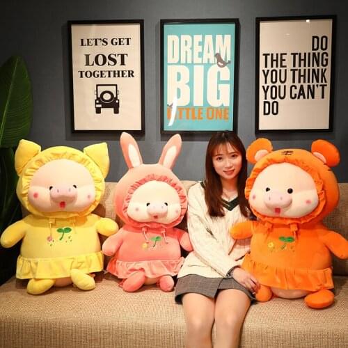 Creative cute dress up piggy doll kawaii plush toy pillow home office decoration soft outfit holiday gift