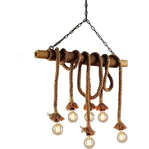 Loft Bamboo Hemp Rope A Chandelier Network Café Bar Originality Bar Counter Toggery Industry Wind Decoration Lamps And Lanterns