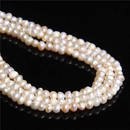3.5-4 Natural Pearl Small Real Freshwater Pearl Beads White Potato Round Loose Pearl Beads For Bracelet Necklace Jewelry Making