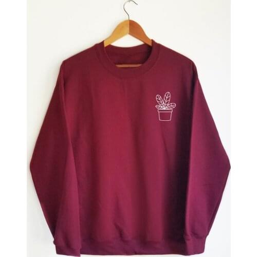 Cute Potted Plant Pocket Sweatshirt Funny Women Graphic Gardening Sweatshirts Casual Hipster Plant Lady Vegan Pullovers Outfits