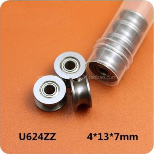 100pcs/lot U624ZZ 624UU 4x13x7 mm U groove ball bearing miniature with u-shaped slot 4*13*7mm
