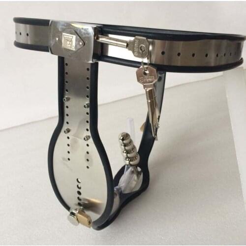 Stainless Steel Male Chastity Cage Belt Underwear With Anal Beads BDSM Bondage Lock Penis Cock Ring Sex Toys For Men Adults Game