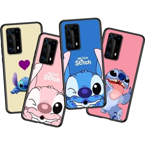 Lilo Stitch Disney Soft TPU Silicone For Huawei P40 P30 P20 Pro P10 P9 P8 Lite RU E Mini Plus 2019 2017 Black Phone Case