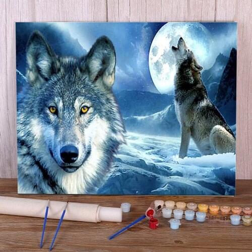 Snow Wolf Painting By Numbers Complete Kit Acrylic Paints 50*70 Painting On Canvas Handmade For Handiwork