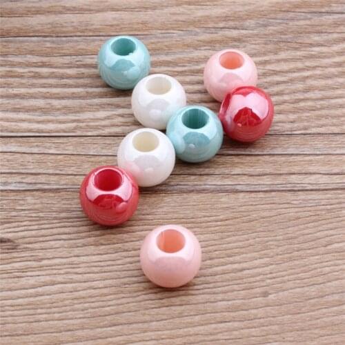 Wholesale 100PCs 10*12MM Big Hole AB Colors Acrylic Pearl Spacer Beads Fit Bracelet Necklace Earring Phone Chain Keyring DIY