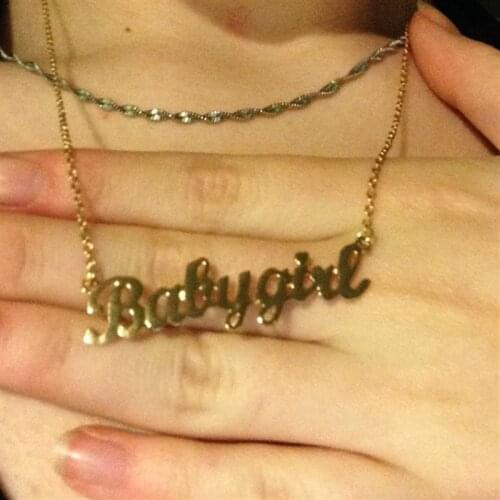 Baby Girl Necklace Personalized Babygirl Necklace Custom name Letter Pendants Stainless Steel Birthday Gift Girlfriend Jewelry