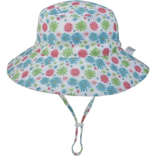 Cute Summer Baby Girl Bucket Hat Print Outdoor Flowers Kids Girl Sun Hat Children Intant Toddler Panama Beach Cap