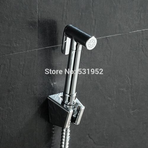 Solid Brass Hand Held Bidet Shower Head Douche Kit Shatta Bathroom Toilet Bidet Sprayer Jet Tap & Holder & Hose