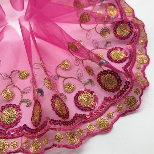 Width 20cm Peach Golden Embroidery Lace Trim DIY Crafts Sewing Supplies Skirt Hem Decoration Accessories For Garments BJD