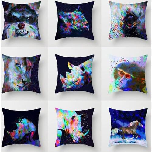Dog rhino elephant owl tiger elephant animals Decorative Cushions Pillowcase Polyester Cushion Cover Throw Pillow Sofa Room