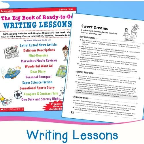 Ready To Go Writing Lessons: 50 Engaging Activities with Graphic Organizers English Books Workbook for Kids Grades 3-6 Learning