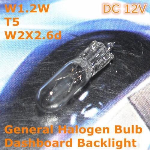 12V General Halogen Car Lamp Bulb W1.2W T5 W2X2.6d for Dashboard Backlight Ashtray Light